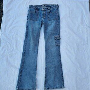 LEI Sleek Cargo Workwear Supple Stretch Bootcut Blue Jeans - Size 5